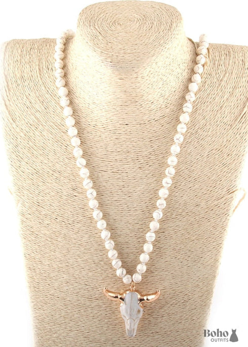 Boho Necklace, RH Amazonite Horn Natural Green Stone
